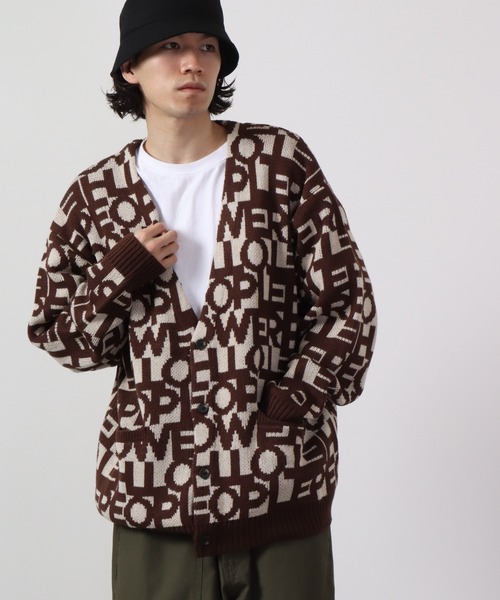 POWER TO THE PEOPLE（パワートゥーザピープル）の「POWER TO THE PEOPLE ニットカーディガンレトロ総柄（カーディガン/ボレロ・メンズ・モカ・L/LL/M）」の3枚目の写真