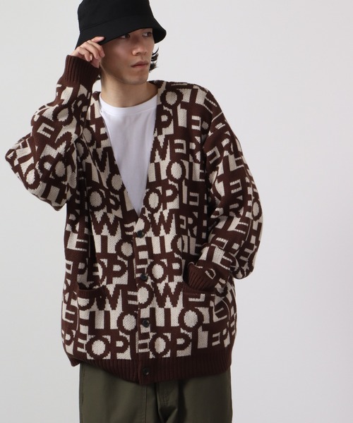 POWER TO THE PEOPLE（パワートゥーザピープル）の「POWER TO THE PEOPLE ニットカーディガンレトロ総柄（カーディガン/ボレロ・メンズ・モカ・L/LL/M）」の5枚目の写真