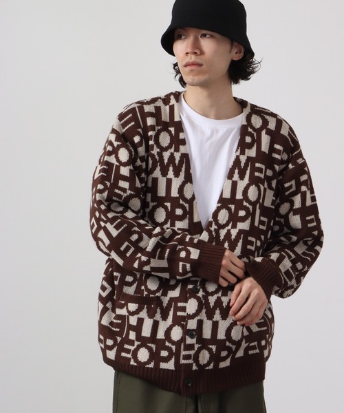 POWER TO THE PEOPLE（パワートゥーザピープル）の「POWER TO THE PEOPLE ニットカーディガンレトロ総柄（カーディガン/ボレロ・メンズ・モカ・L/LL/M）」の4枚目の写真