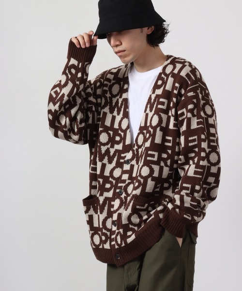 POWER TO THE PEOPLE（パワートゥーザピープル）の「POWER TO THE PEOPLE ニットカーディガンレトロ総柄（カーディガン/ボレロ・メンズ・モカ・L/LL/M）」の6枚目の写真