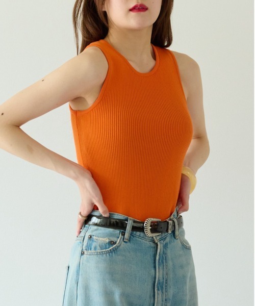 ECRIRE(エクリール)の「アメリカンスリーブ リブニットタンクトップ(タンクトップ・レディース・オレンジ/イエロー/アイボリー/ブラック・M)」の12枚目の写真