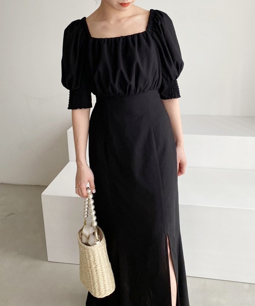 one after another NICE CLAUP（ワンアフターアナザーナイスクラップ）の「パールハンドル/リボン ペーパーストローバック（かごバッグ・レディース・ブラック/アイボリー・FREE）」の8枚目の写真