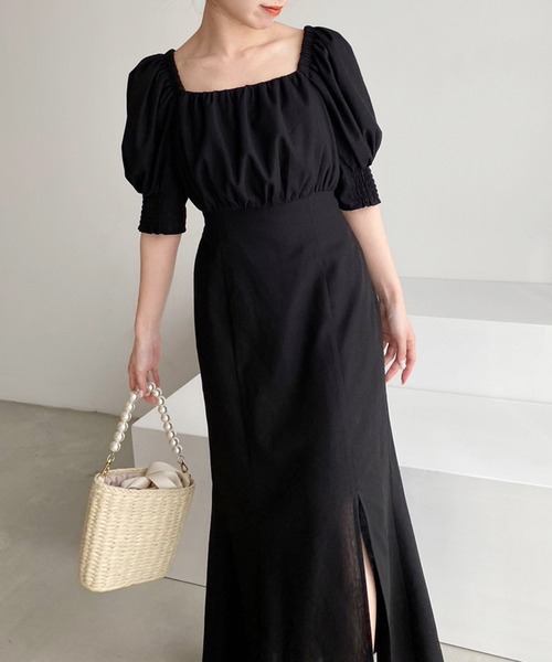 one after another NICE CLAUP（ワンアフターアナザーナイスクラップ）の「パールハンドル/リボン ペーパーストローバック（かごバッグ・レディース・ブラック/アイボリー・FREE）」の10枚目の写真