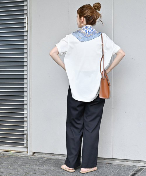 B.C STOCK（ベーセーストック）の「リネンライクタックトラウザーパンツ（スラックス・レディース・ホワイト/ブラック/ブルー・FREE）」の5枚目の写真