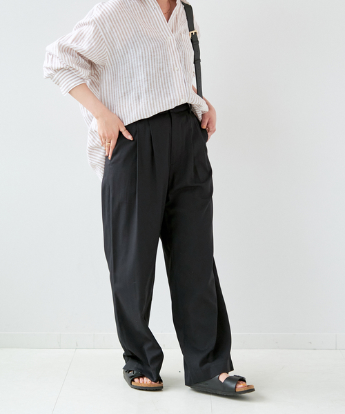 AT LAST＆CO / 2タック リネン ワーク トラウザー パンツ AT LAST＆CO / 2タック リネン ワーク トラウザー パンツ