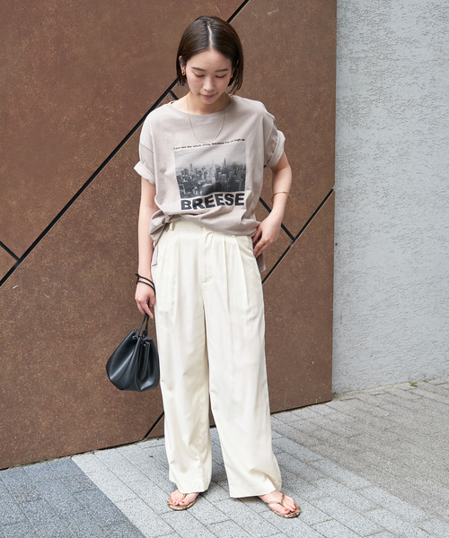 B.C STOCK（ベーセーストック）の「リネンライクタックトラウザーパンツ（スラックス・レディース・ホワイト/ブラック/ブルー・FREE）」の15枚目の写真