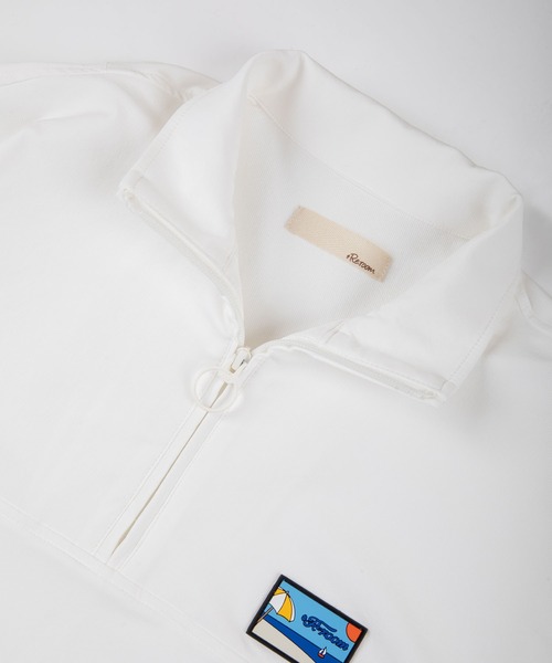 Re:room リルーム メンズ セットアップ ホワイト ワンポイント Re:room（リルーム）の「ナイロンストレッチシリコンワッペンロゴ