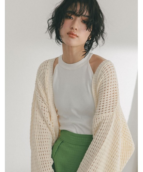 Re:EDIT（リエディ）の「[2023 SUMMER COLLECTION]テレコリブアメリカンスリーブタンクトップ（タンクトップ・レディース・ブラック/ホワイト/ブルー/ブラウン・MEDIUM/LARGE）」の2枚目の写真