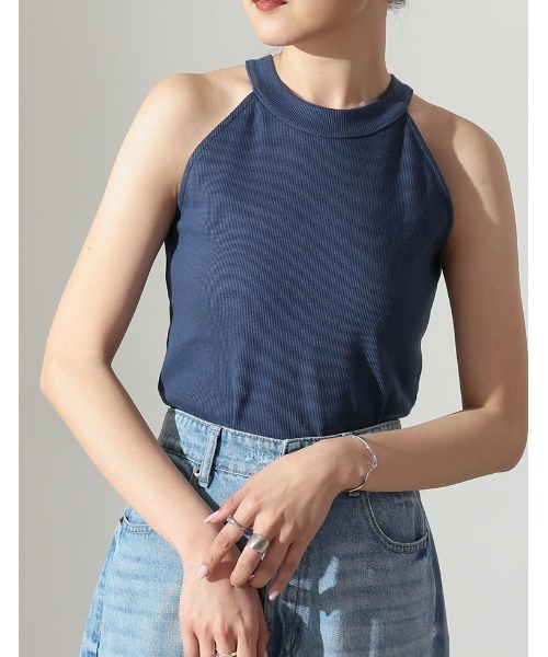 Re:EDIT（リエディ）の「[2023 SUMMER COLLECTION]テレコリブアメリカンスリーブタンクトップ（タンクトップ・レディース・ブラック/ホワイト/ブルー/ブラウン・MEDIUM/LARGE）」の4枚目の写真