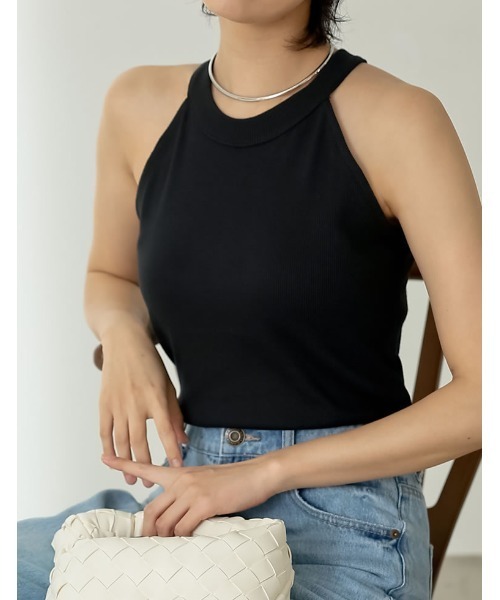 Re:EDIT（リエディ）の「[2023 SUMMER COLLECTION]テレコリブアメリカンスリーブタンクトップ（タンクトップ・レディース・ブラック/ホワイト/ブルー/ブラウン・MEDIUM/LARGE）」の10枚目の写真