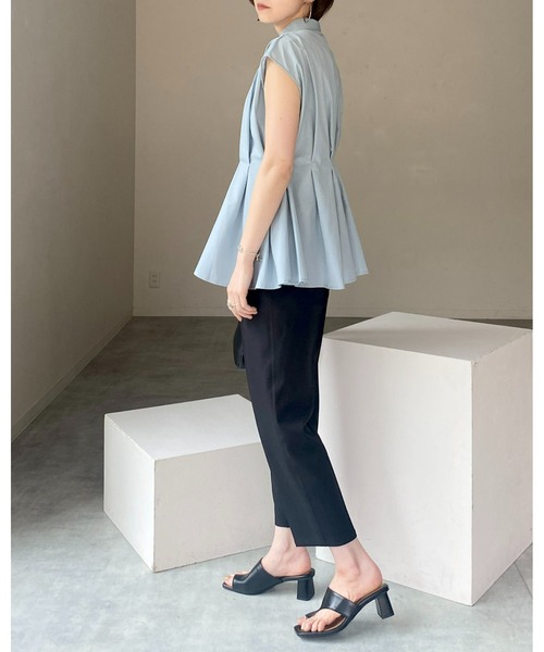 She's Closet(シーズクローゼット)の「スタンドカラーウエストタックフレンチスリーブフレアペプラムブラウス(シャツ/ブラウス・レディース・ホワイト/ブラック/ブルー・FREE)」の17枚目の写真