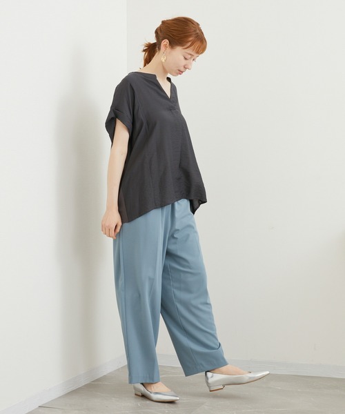 Paradise Picnic（パラダイスピクニック）の「Dignite collier 切替プルオーバーブラウス（シャツ/ブラウス・レディース・ブルー/チャコールグレー/ホワイト・FREE）」の16枚目の写真