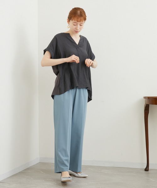 Paradise Picnic（パラダイスピクニック）の「Dignite collier 切替プルオーバーブラウス（シャツ/ブラウス・レディース・ブルー/チャコールグレー/ホワイト・FREE）」の18枚目の写真