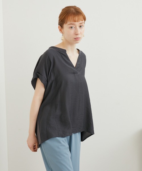 Paradise Picnic（パラダイスピクニック）の「Dignite collier 切替プルオーバーブラウス（シャツ/ブラウス・レディース・ブルー/チャコールグレー/ホワイト・FREE）」の19枚目の写真