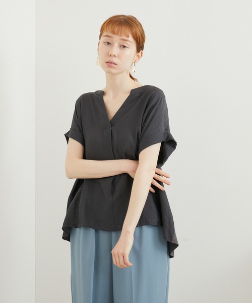 Paradise Picnic（パラダイスピクニック）の「Dignite collier 切替プルオーバーブラウス（シャツ/ブラウス・レディース・ブルー/チャコールグレー/ホワイト・FREE）」の22枚目の写真