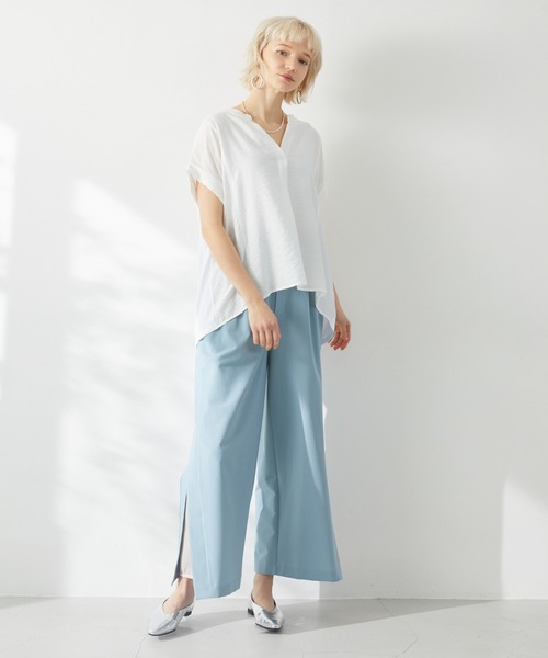 Paradise Picnic（パラダイスピクニック）の「Dignite collier 切替プルオーバーブラウス（シャツ/ブラウス・レディース・ブルー/チャコールグレー/ホワイト・FREE）」の4枚目の写真