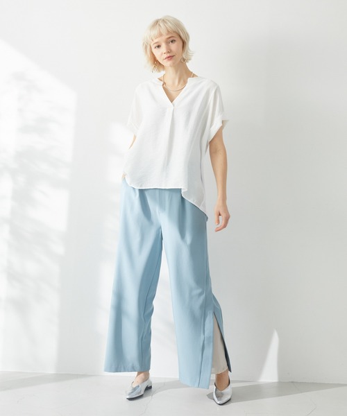 Paradise Picnic（パラダイスピクニック）の「Dignite collier 切替プルオーバーブラウス（シャツ/ブラウス・レディース・ブルー/チャコールグレー/ホワイト・FREE）」の6枚目の写真