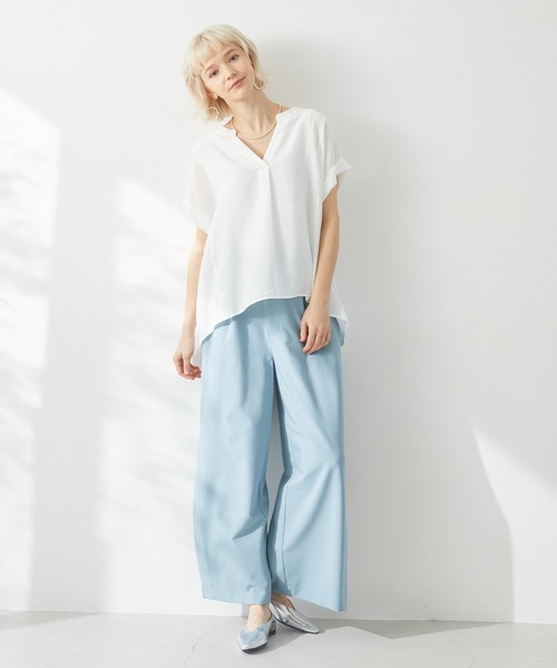 Paradise Picnic（パラダイスピクニック）の「Dignite collier 切替プルオーバーブラウス（シャツ/ブラウス・レディース・ブルー/チャコールグレー/ホワイト・FREE）」の7枚目の写真