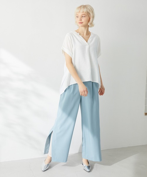 Paradise Picnic（パラダイスピクニック）の「Dignite collier 切替プルオーバーブラウス（シャツ/ブラウス・レディース・ブルー/チャコールグレー/ホワイト・FREE）」の9枚目の写真