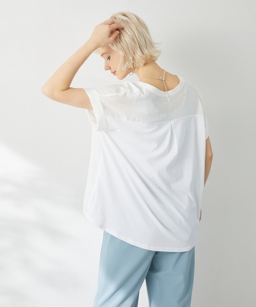 Paradise Picnic（パラダイスピクニック）の「Dignite collier 切替プルオーバーブラウス（シャツ/ブラウス・レディース・ブルー/チャコールグレー/ホワイト・FREE）」の12枚目の写真