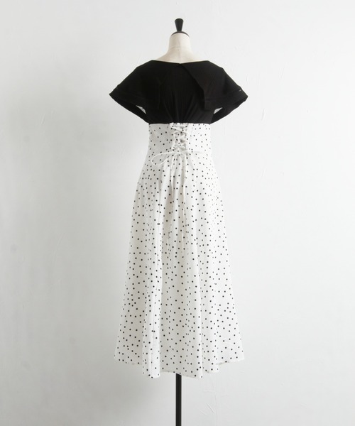 【ZOZO限定】ビックカラーバックレースアップドッキングワンピース（ワンピース）｜tocco closet（トッコ クローゼット）