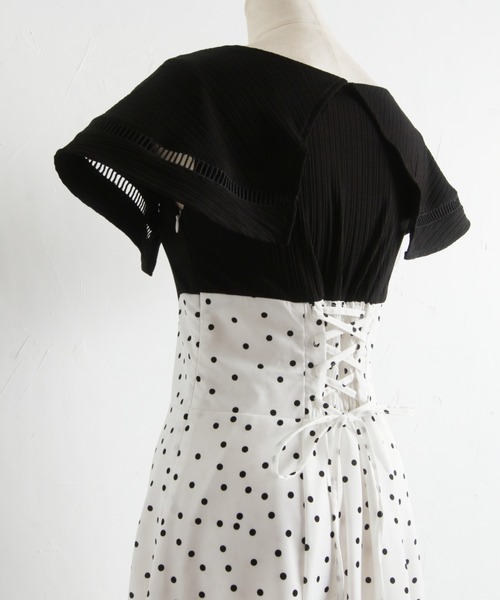 【ZOZO限定】ビックカラーバックレースアップドッキングワンピース（ワンピース）｜tocco closet（トッコ クローゼット）