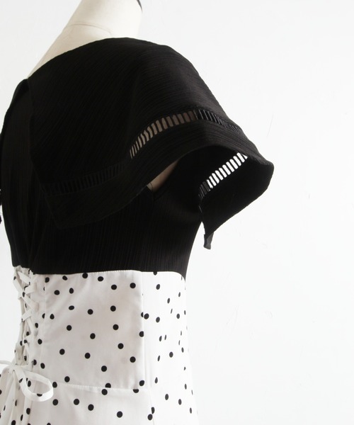 【ZOZO限定】ビックカラーバックレースアップドッキングワンピース（ワンピース）｜tocco closet（トッコ クローゼット）