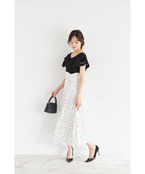 tocco closet(トッコ クローゼット)の「ビックカラーバックレースアップドッキングワンピース(ワンピース・レディース・ダークネイビー/ブラック/カーキ/ダークブルー/ピンク・M)」の6枚目の写真