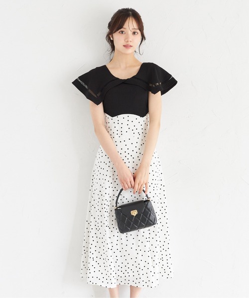 ビックカラーバックレースアップドッキングワンピース（ワンピース