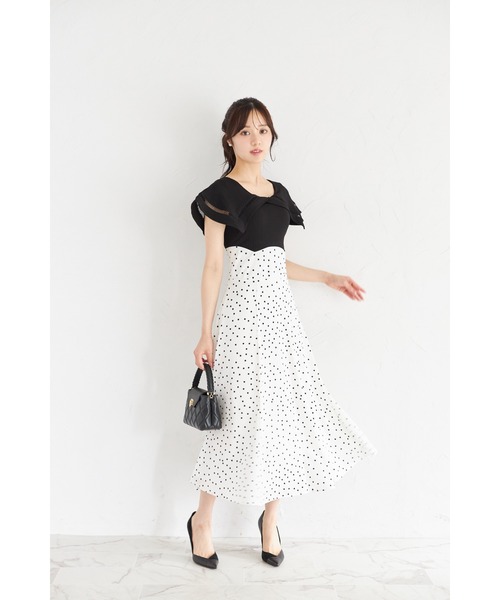 【美品】グレースクラス シルク レース ファー ドッキングワンピース 38 M グレースクラス GRACE Class ワンピース ドッキング ひざ丈