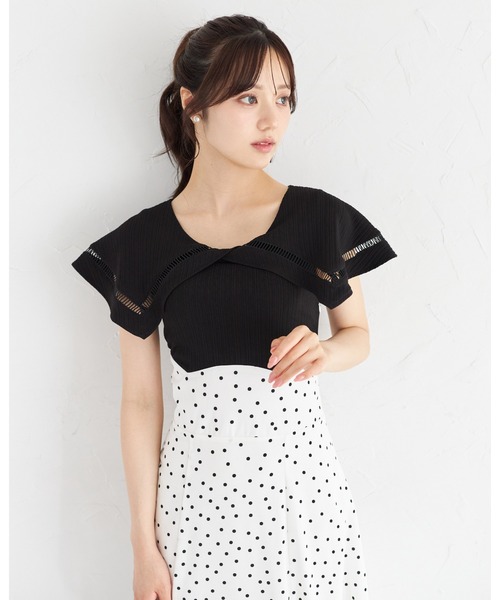 tocco closet(トッコ クローゼット)の「ビックカラーバックレースアップドッキングワンピース(ワンピース・レディース・ダークネイビー/ブラック/カーキ/ダークブルー/ピンク・M)」の10枚目の写真