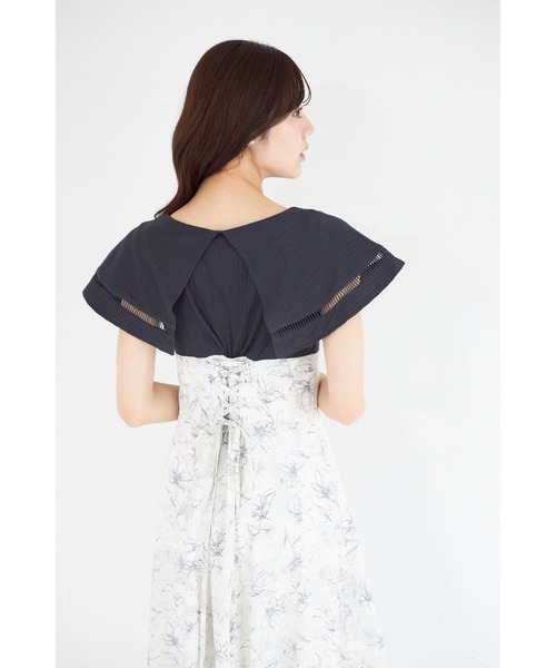 ビックカラーバックレースアップドッキングワンピース（ワンピース