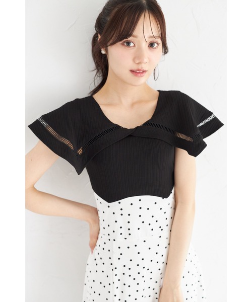 tocco closet(トッコ クローゼット)の「ビックカラーバックレースアップドッキングワンピース(ワンピース・レディース・ダークネイビー/ブラック/カーキ/ダークブルー/ピンク・M)」の11枚目の写真