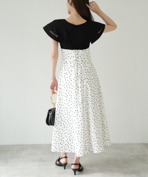 【ZOZO限定】ビックカラーバックレースアップドッキングワンピース（ワンピース）｜tocco closet（トッコ クローゼット）