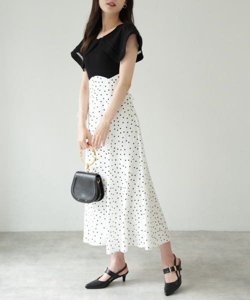 【ZOZO限定】ビックカラーバックレースアップドッキングワンピース（ワンピース）｜tocco closet（トッコ クローゼット）