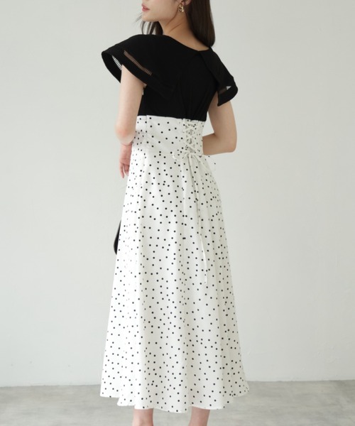 【ZOZO限定】ビックカラーバックレースアップドッキングワンピース（ワンピース）｜tocco closet（トッコ クローゼット）