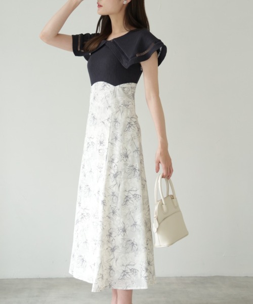 【ZOZO限定】ビックカラーバックレースアップドッキングワンピース（ワンピース）｜tocco closet（トッコ クローゼット）