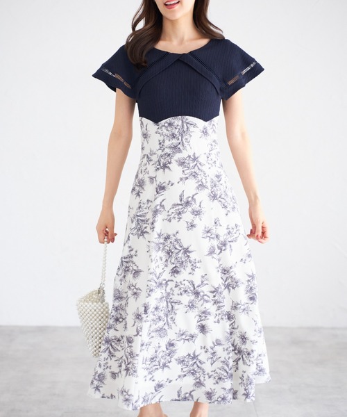 【ZOZO限定】ビックカラーバックレースアップドッキングワンピース（ワンピース）｜tocco closet（トッコ クローゼット）