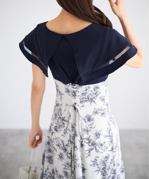 【ZOZO限定】ビックカラーバックレースアップドッキングワンピース（ワンピース）｜tocco closet（トッコ クローゼット）