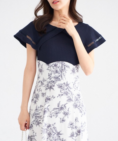 【ZOZO限定】ビックカラーバックレースアップドッキングワンピース（ワンピース）｜tocco closet（トッコ クローゼット）