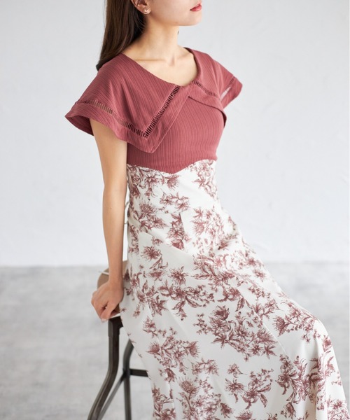 【ZOZO限定】ビックカラーバックレースアップドッキングワンピース（ワンピース）｜tocco closet（トッコ クローゼット）