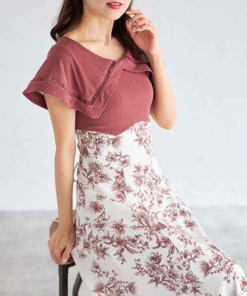 【ZOZO限定】ビックカラーバックレースアップドッキングワンピース（ワンピース）｜tocco closet（トッコ クローゼット）