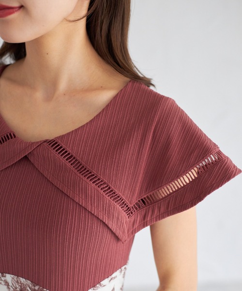 【ZOZO限定】ビックカラーバックレースアップドッキングワンピース（ワンピース）｜tocco closet（トッコ クローゼット）