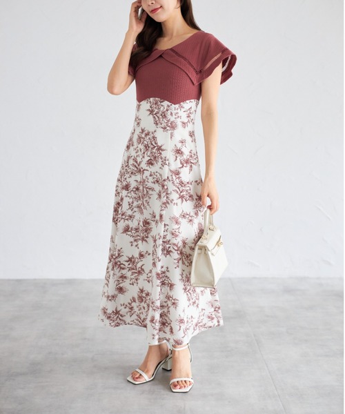 【ZOZO限定】ビックカラーバックレースアップドッキングワンピース（ワンピース）｜tocco closet（トッコ クローゼット）