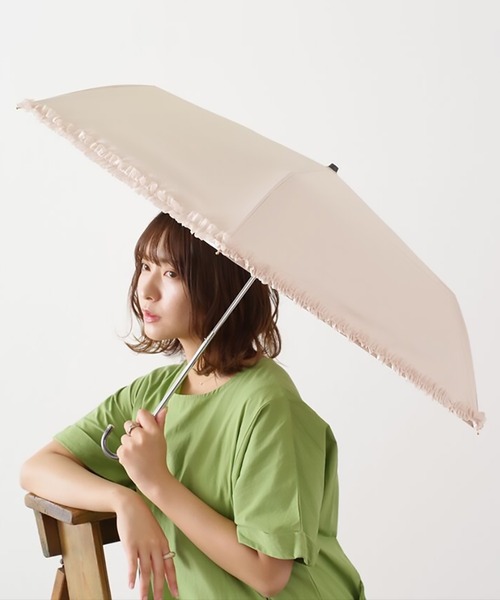 nifty colors（ニフティーカラーズ）の「【nifty colors】晴雨兼用 折りたたみ傘 フリルミニ 2354（折りたたみ傘・レディース・ブラック/ネイビー/ベージュ/ホワイト・FREE）」の8枚目の写真
