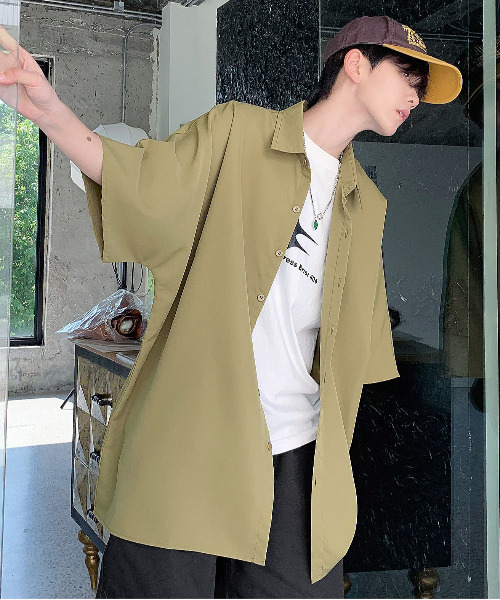 neos(ネオス)の「【neos -addictive design-】ビッグシルエット レギュラーカラー ドルマンスリーブ シャツ(シャツ/ブラウス・メンズ・サンドベージュ/ブラック/カーキ/ブルーグレー・MEDIUM/LARGE)」の4枚目の写真