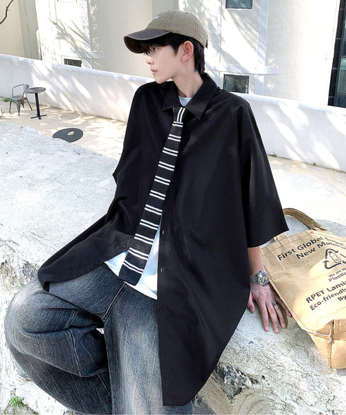 neos(ネオス)の「【neos -addictive design-】ビッグシルエット レギュラーカラー ドルマンスリーブ シャツ(シャツ/ブラウス・メンズ・サンドベージュ/ブラック/カーキ/ブルーグレー・MEDIUM/LARGE)」の1枚目の写真