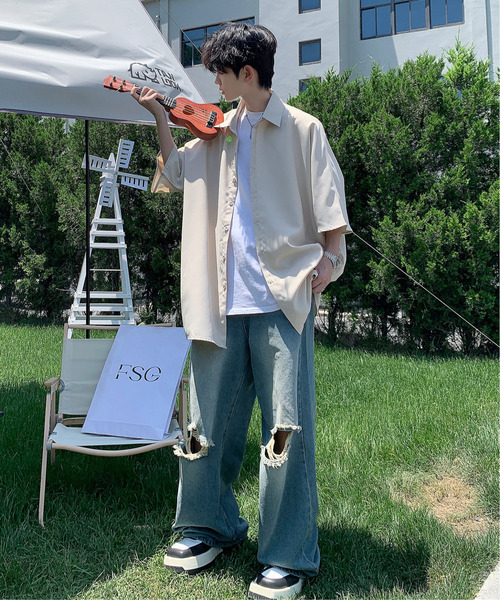 neos(ネオス)の「【neos -addictive design-】ビッグシルエット レギュラーカラー ドルマンスリーブ シャツ(シャツ/ブラウス・メンズ・サンドベージュ/ブラック/カーキ/ブルーグレー・MEDIUM/LARGE)」の15枚目の写真