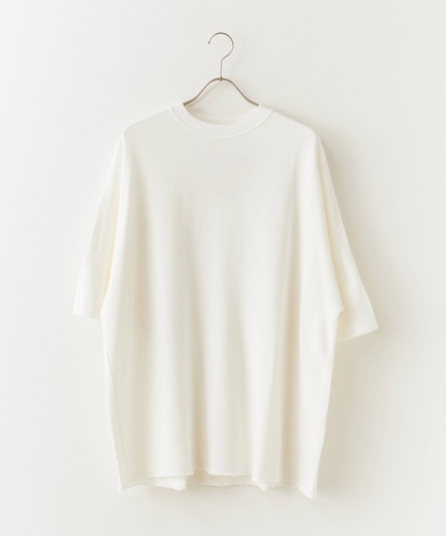 REMI RELIEF(レミレリーフ)の「REMI RELIEF/レミレリーフ ノンストレス綿レーヨン裏毛カットオフクルー スウェット ビックシルエット(スウェット・メンズ・ブラック/オフホワイト・M/L)」の7枚目の写真