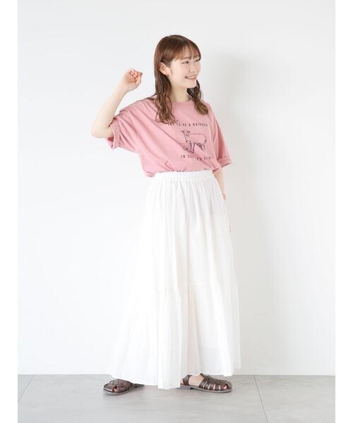 ehka sopo(エヘカソポ)の「ひつじプリントTシャツ(Tシャツ/カットソー・レディース・ブルー/ピンク/ベージュ/オフホワイト・F)」の18枚目の写真